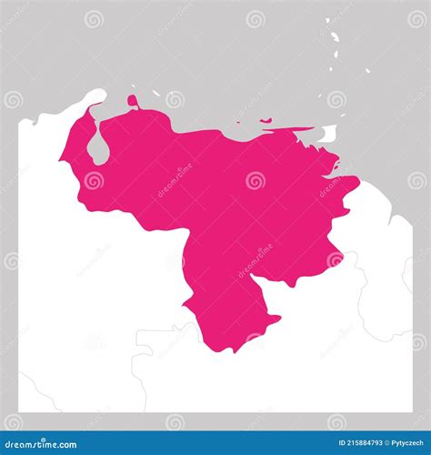 Map Of Venezuela Pink Highlighted With Neighbor Countries Stock Vector