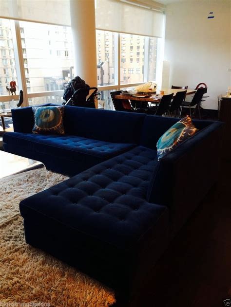 Shop blue sectional sofas from ashley furniture homestore. $6500 Mitchell Gold Navy Blue Velvet Button-Tufted "Jordan ...