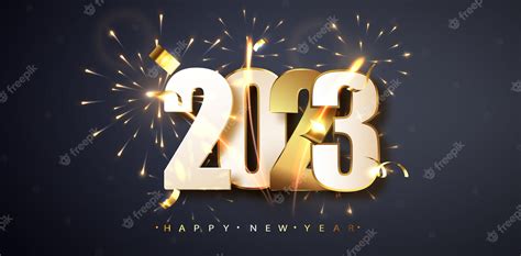 Feliz Año Nuevo 2023 Saludo Banner De Año Nuevo Con Números Fecha 2023