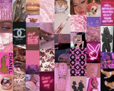 Pink Baby Girl Digital Wall Collage Kit 54 Pieces Etsy Wall Collage