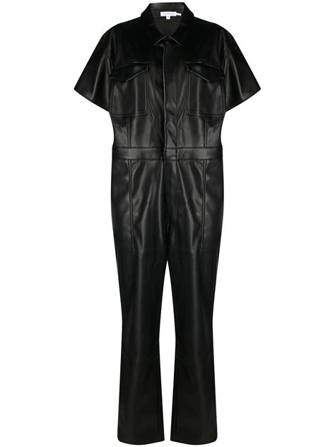 Good American Faux Leather Short Sleeve Jumpsuit Farfetch