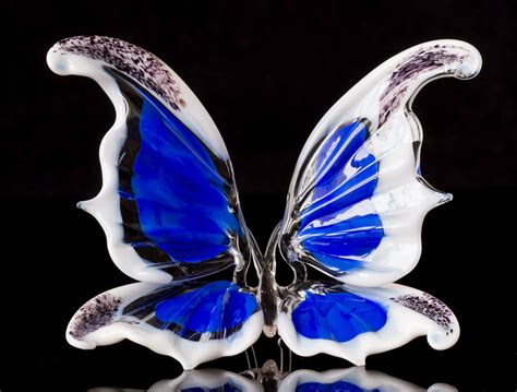 Hand Blown Glass Butterfly Sculpture Insect Statuette Home Etsy