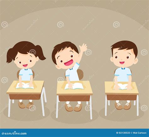 Student Hand Up Stock Vector Illustration Of Kindergarten 82130533