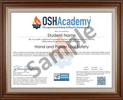 Free certificate included after passing milestone hours ✅. Hand and Power Tool Safety - OSHAcademy free online training