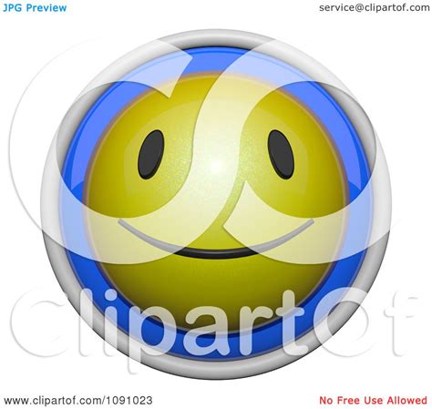 Clipart 3d Shiny Blue And Yellow Circular Smiley Face Emoticon Icon