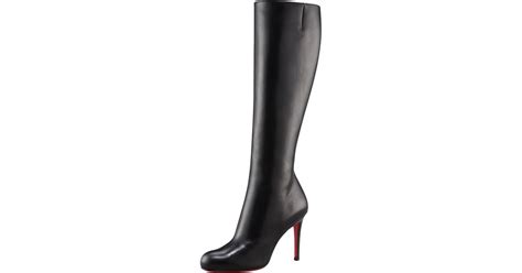 Christian Louboutin New Simple Botta 120 Leather Knee Boots In Black Lyst