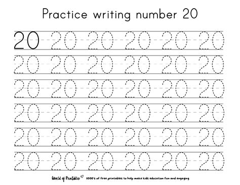 Number Writing Practice 1 20 Worksheets Graphic By Emery Planner