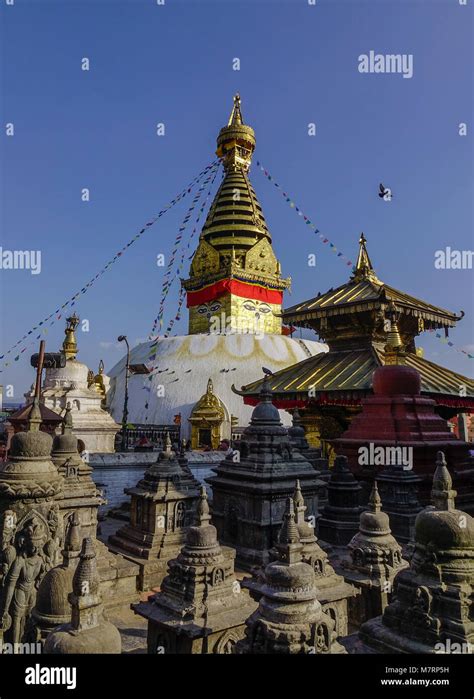 Kathmandu Nepal Oct 18 2017 Giant Stupa At The Swayambhunath