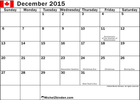 Free Printing Of December 2015 Calendar Holidays In Canada Holidays
