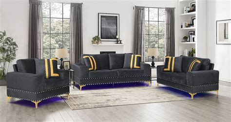 U98 Black Velvet Living Room Set By Global Furniture Furniturepick