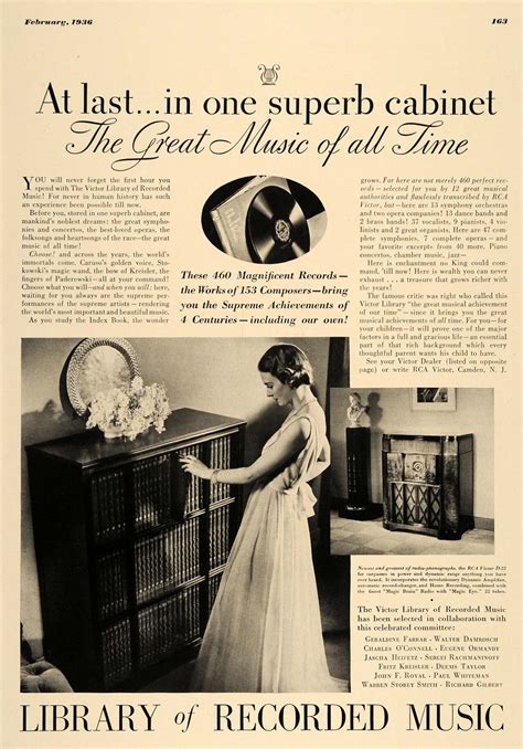 1936 Ad Rca Victor Recorded Music Library Records Music Original Esq Period Paper Historic