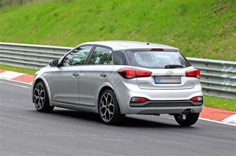 Underneath, the steering's faster than a standard i20's, while the suspension's lower and stiffer. New Hyundai i20 N hot hatch tests at the Nürburgring | Autocar