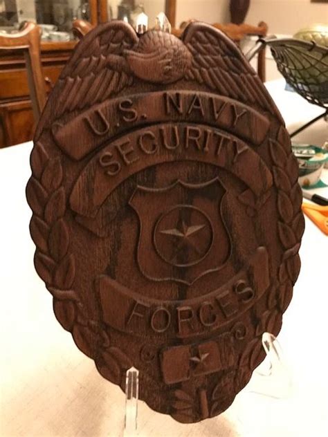 Us Navy Security Forces Badge Carving Wood Personalized Wood Signs