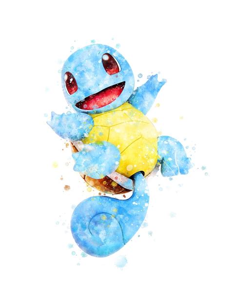 Pokemon Squirtle Print Watercolor Pokemon Squirtle Poster Etsy