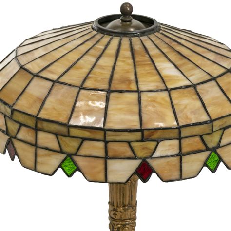 Antique Arts And Crafts Leaded Slag Glass Table Lamp Grandview Mercantile