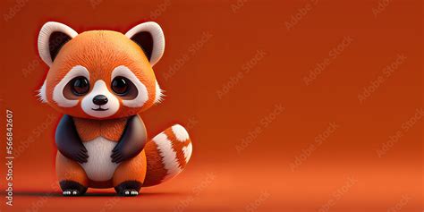 Cute Cartoon Red Panda Banner With Room For Copy Generative Ai Stock