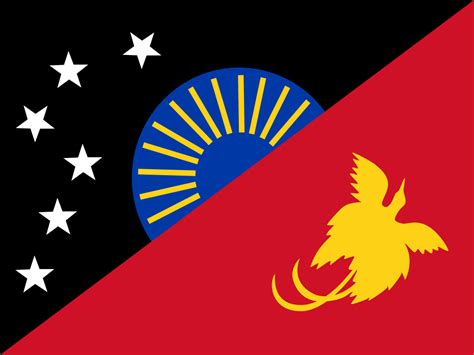 Papua new guinea vs guinea soccer match, national colors, national flags, soccer field, football game, competition concept, copy space. Flag of Sandaun Province, Papua New Guinea : vexillology