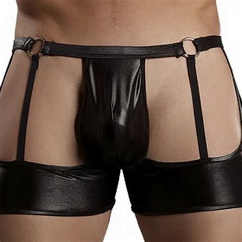 Aliexpress Buy M Xl Men Vinyl Leather Boxers Short Underwear