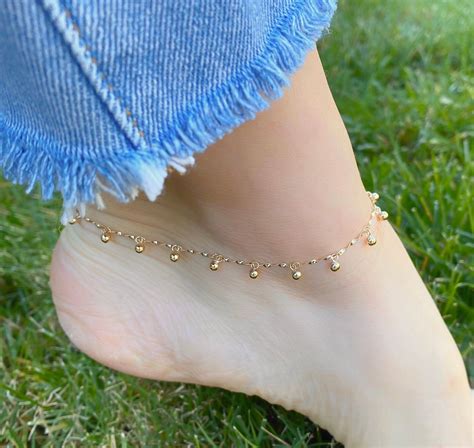 Solid 14k Yellow Gold Anklet Chain 9 Inch 14k Fine Gold Etsy