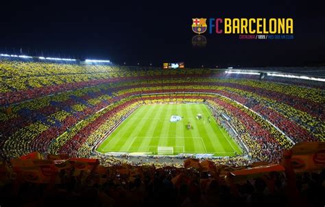 Обои Stadium Football Camp Nou Fc Barcelona At Night Mes Que Un