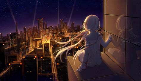 1336x768 Resolution Anime Girl Looking At Stars Hd Laptop Wallpaper