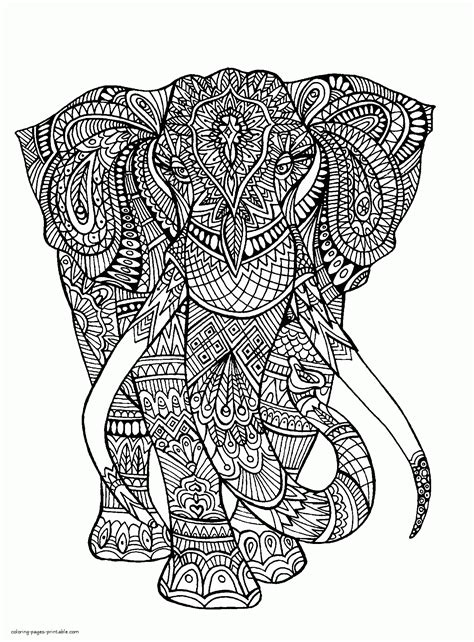 Difficult Elephant Colouring Page || COLORING-PAGES-PRINTABLE.COM