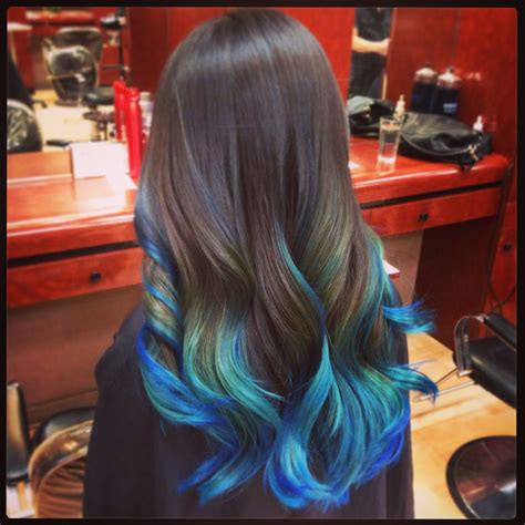 Aqua Blue Ombré Hair Styles Blue Hair Brunette Hair Color