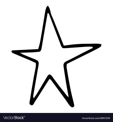 Black Hand Drawn Doodle Star In Isolated On White Vector Image