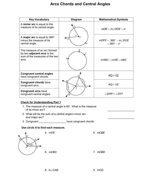 Arcs And Central Angles Worksheet