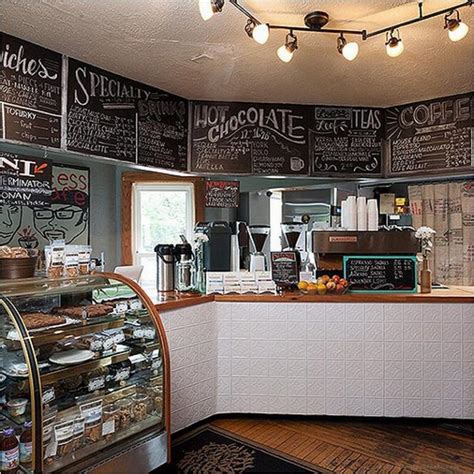 Meanwhile, the coffee make and its complementary friends, like sugar, milk and everything else are placed on top of the cabinet. Attractive Small Coffee Shop Design & 50 Best Decor Ideas ...