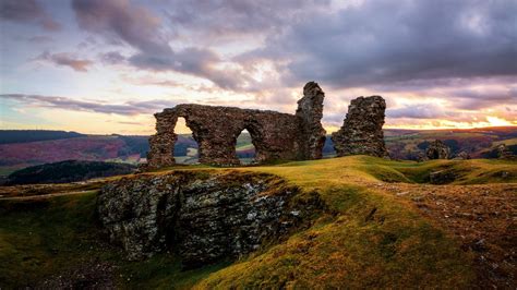 Wallpaper Landscape Sunset Hill Rock Nature Ruin Sky Sunrise