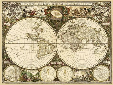 1600s Old World Decorative Map Art Print 24x32 Ebay