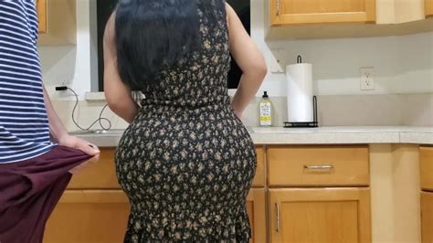 Big Ass Stepmom Fucks Her Stepson In The Kitchen After Seeing His Big