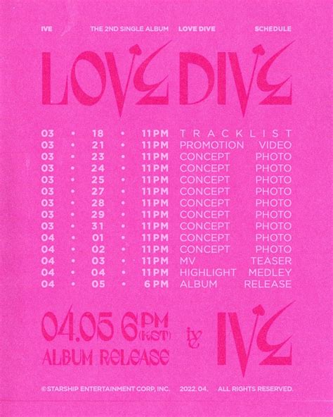 Ive The 2nd Single Album Love Dive Comeback Schedule Kpop