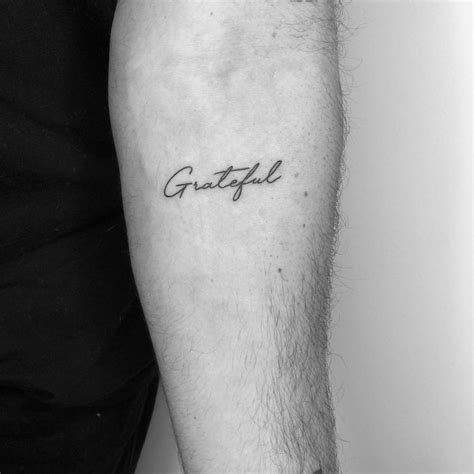Grateful Lettering Tattoo On The Inner Forearm