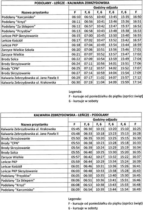 Aktualne Rozk Ady Jazdy Komunikacji Gminnej Kalwaria