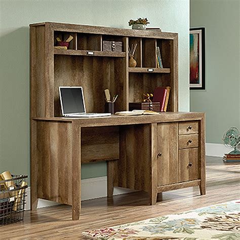 59 Contemporary Computer Desk With Hutch In Craftsman Oak Mathis