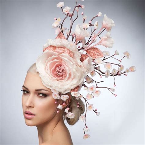 Pink Floral Headdress Cherry Blossoms Fascinator Hat 花 デザイン フラワーガール 花冠