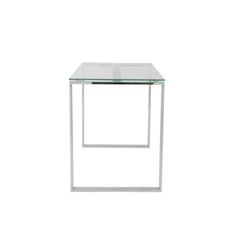 diego desk clear glass polished stainless steel silver by euro style
