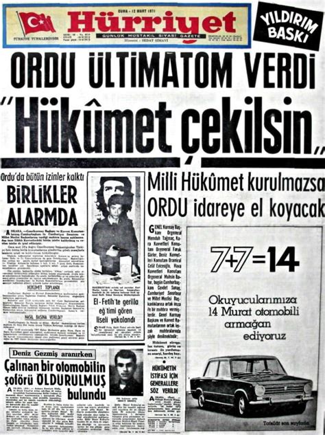 Mart H Rriyet Gazetesi Ordu Ultimatom Verdi R Turkey