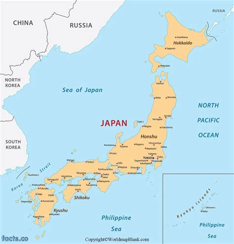 Labeled Map Of Japan With States Capital And Cities