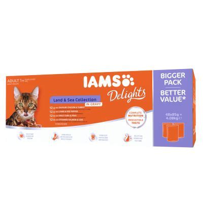 (i'd be happy to send you our list of the 15 worst cat food ingredients, just click. 96x85g IAMS Delights Wet Cat Food Mega Pack | Free P&P £39+