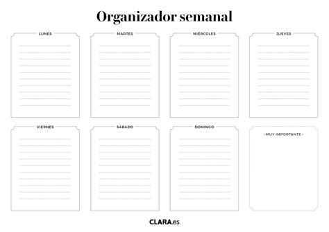 Planificador Y Organizador Semanal Gratis Para Imprimir