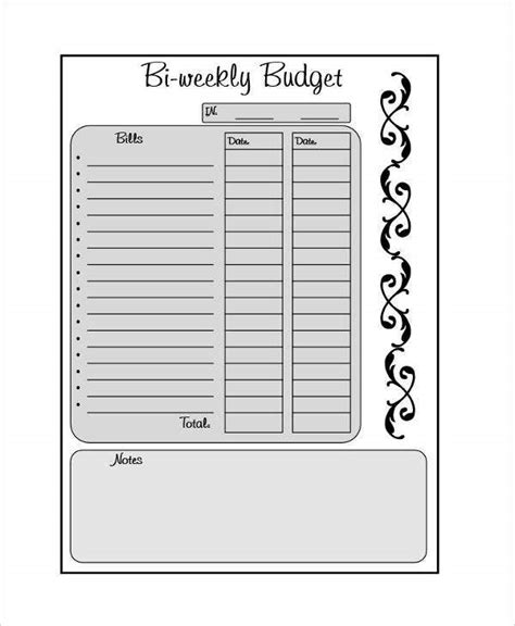 Biweekly Budget Template 8 Free Word Pdf Documents Download