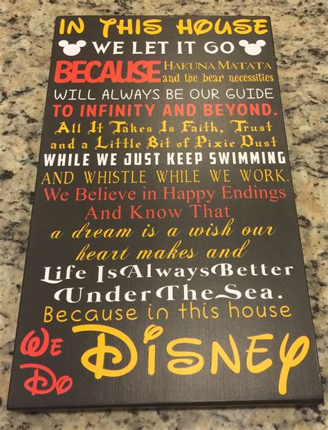 In This House We Do Disney Fairy Tale Black Background Wood Sign 9x15