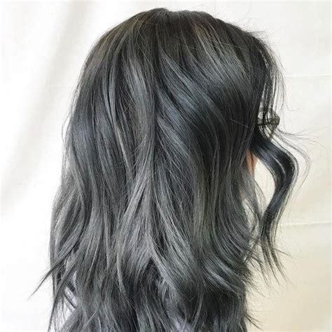 26 Dark Steel Grey Greyombrehair Dark Grey Hair Grey Ombre Hair