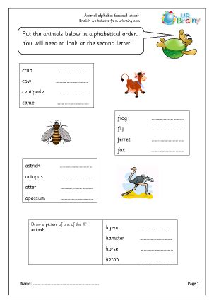 Which version of alphabetical order does microsoft word use? Sorting animal names (second letter) English Worksheet For ...