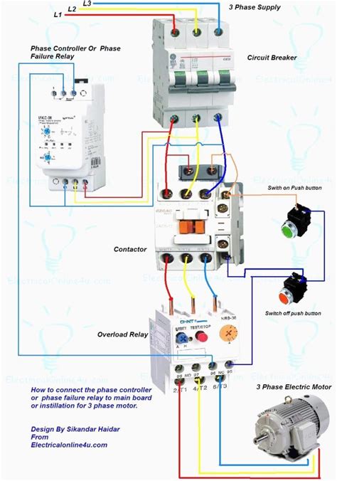 wiring diagram  motor starter  phase controller failure relay electrical pleasing
