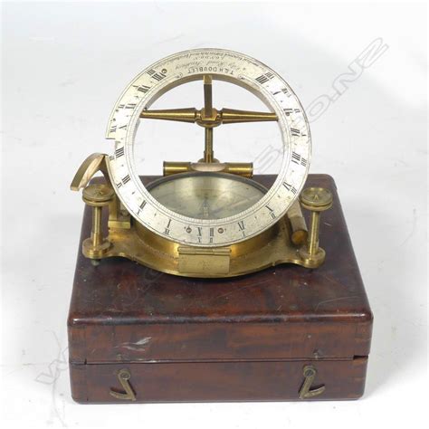 brass portable sundial with compass and mahogany box zother industry science and technology