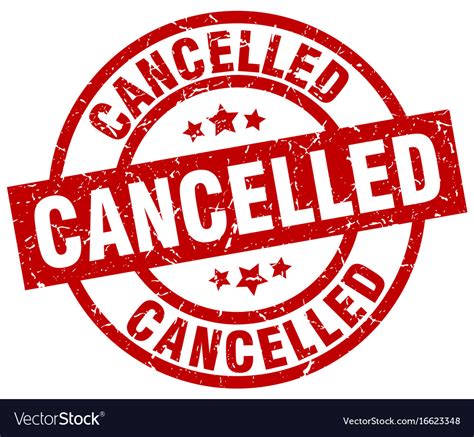 Cancelled Round Red Grunge Stamp Royalty Free Vector Image